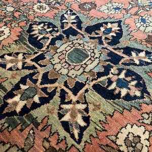 Antique Persian Sarouk Rug: 4.3x6.5 Handwoven Wool Oriental Carpet, Circa 1890