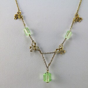 Vintage Glass Beads Necklace with Faceted Green Glass Jewelry Antiques Collectibles image 2