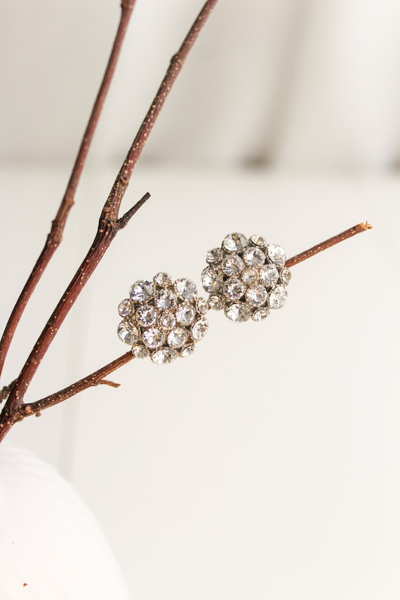 Round Dainty Bridal Earrings in Swarovski Crystal by Sara  display picture 2
