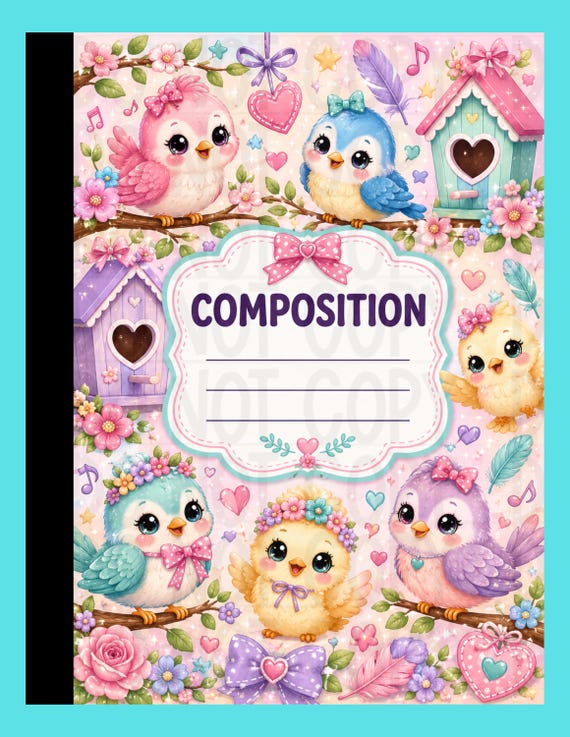 Editable Bird Composition Notebook Cover | Personalized School Stationery (Digital Download)