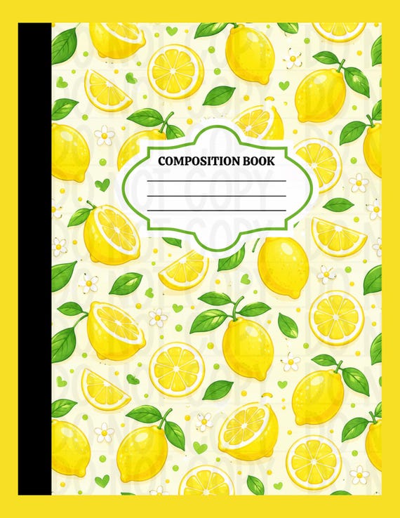Editable Composition Notebook Cover | Lemons Design (Digital Download)