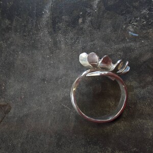 Garnet Flower Silver Adjustable Ring image 5