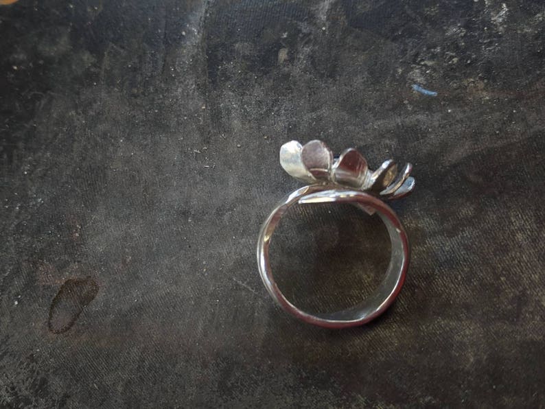 Garnet Flower Silver Adjustable Ring image 5