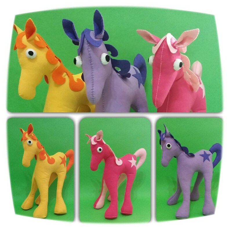 38cm Handmade Felt Pony Horse Plushie Decoration Various Colours Available