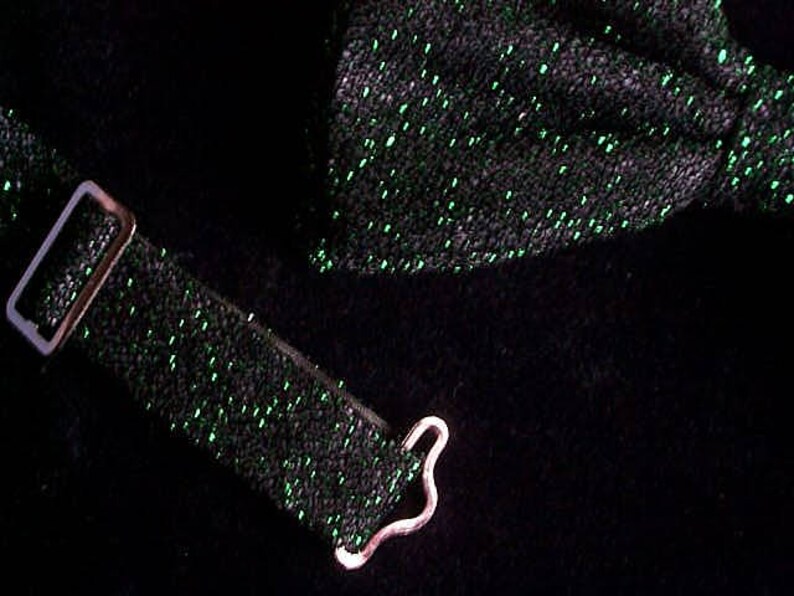Ready-Tied Adjustable Bow Tie in Black and Green Lurex