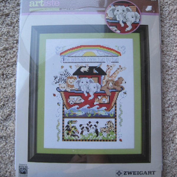 Kreuzstich-Set - Noah es Ark Sampler - Artiste #983304 - 7.125" x 9.125" - NEW NIP