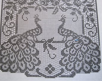 Crochet Pattern - Filet Crochet - Antimacassar Peacock Chair Set