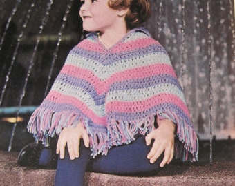 Patrón de Ganchillo - Capa de Ganchillo para Niños - Vintage 1970's