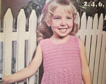 Crochet Pattern - Child's Dress - Sizes 2, 4, 6 - Vintage 1970's