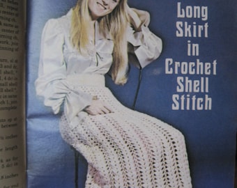 Crochet Pattern - Long Skirt in Crochet Shell Stitch - Sizes 8 to 14 - Vintage 1970's