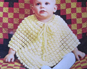 Patrón de Ganchillo - Poncho Infantil - Vintage 1970's