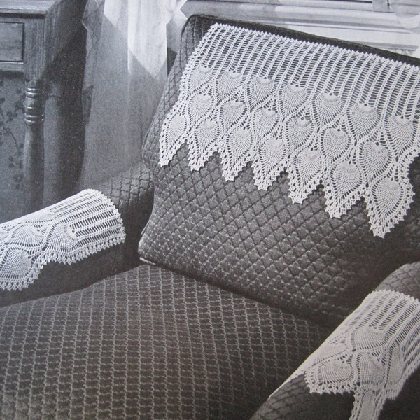 Crochet Pattern - Antimacassar - Chair Set - Headrest and Arm Rest - Vintage Pattern