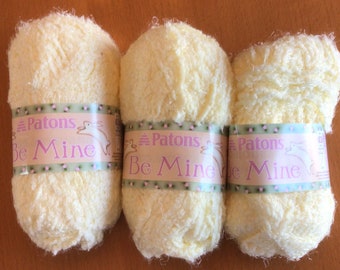 Lot of 3 - Patons Be Mine Yarn - Fuzzy Yellow - Discontinued