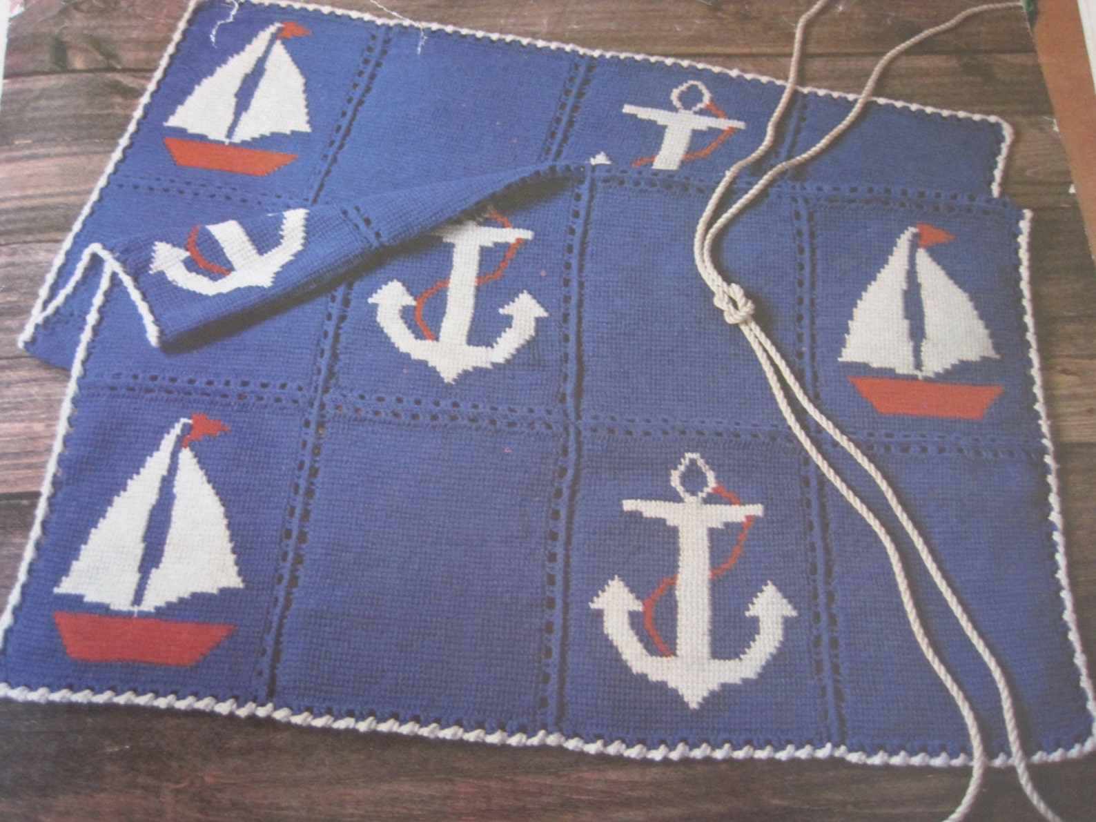 Crochet Pattern Nautical Afghan Vintage Etsy