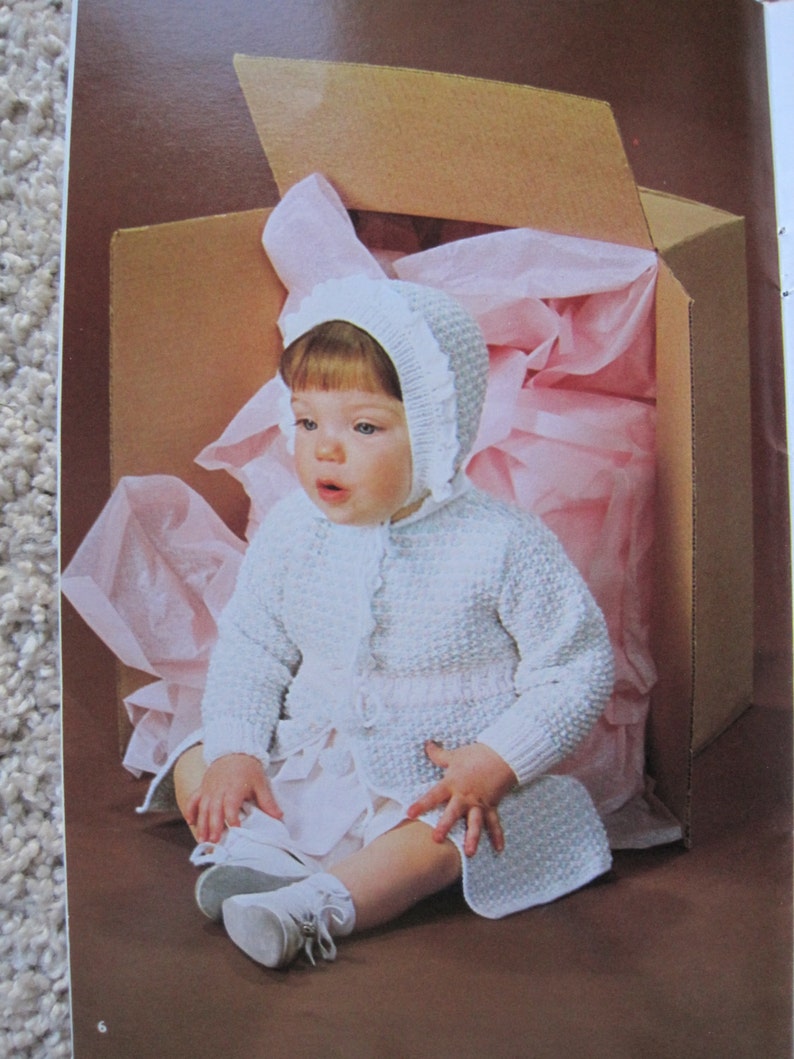 Designs for 6 to 18 Months Red Heart Coats /& Clarks #299 Vintage 1981 Crochet and Knit Pattern Book Babies Handle with Care