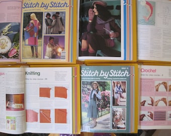 Vintage Set of STITCH by STITCH Magazines - 98 consecutive issues - 7 Binders - 2,724 pages of knitting, crochet, sewing, embroidery