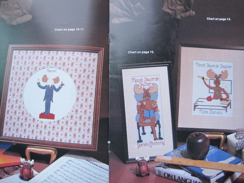 Vintage 1982 Greta Goodstitch #7597 Cross Stitch Pattern Book Moose Messages