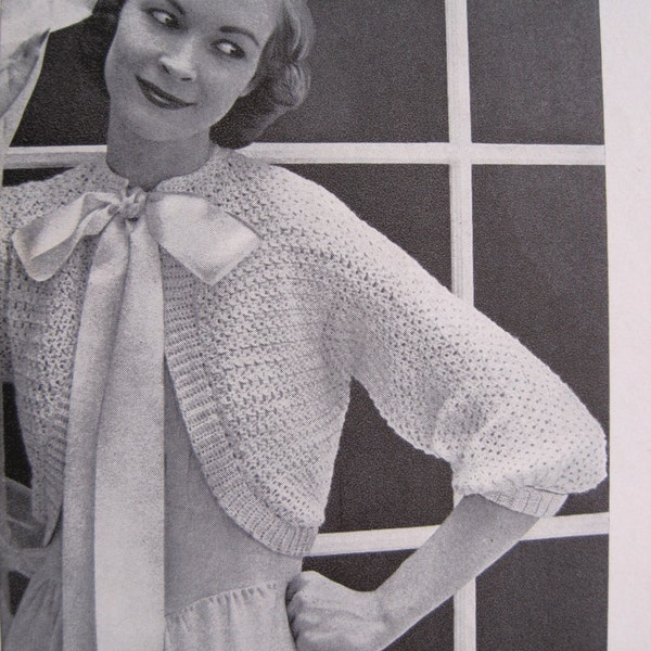 Crochet Pattern - Bedjacket - Directions given for sizes Small, Medium, and Large - Vintage