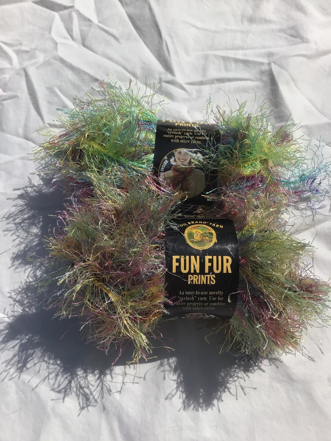 Lot of 2 Skeins Fun Fur Lion Brand Yarn Varigated Color New and