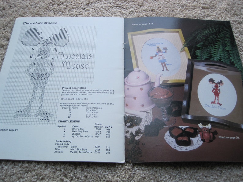 Vintage 1982 Greta Goodstitch #7597 Cross Stitch Pattern Book Moose Messages