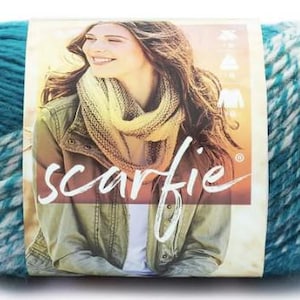 Lion Brand Yarn - Scarfie - Cream/Teal - New and Unused - Destash