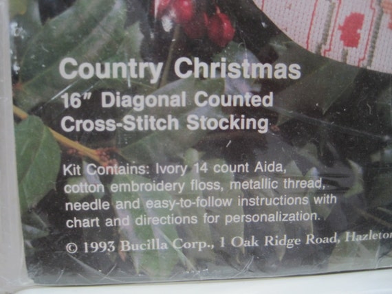 NEW NIP Cross Stitch Kit 16 by Bucilla Christmas Stocking Seasons Greetings Vintage 1993