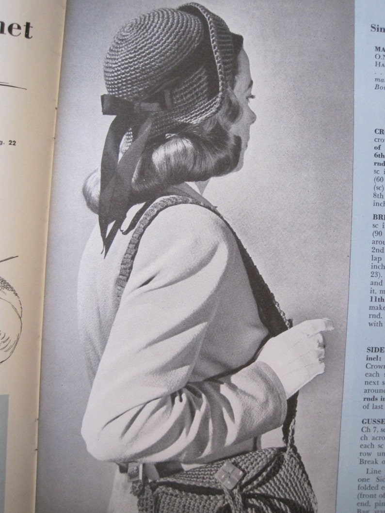 Hat and Bag Vintage Crochet Pattern