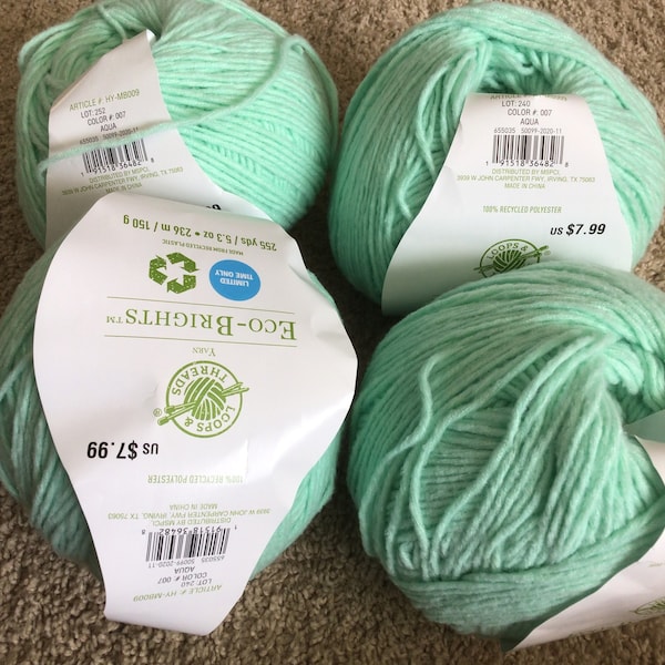 Loops & Threads - Eco-Brights - Aqua - Discontinued - New and Unused - Price Is Per Skein