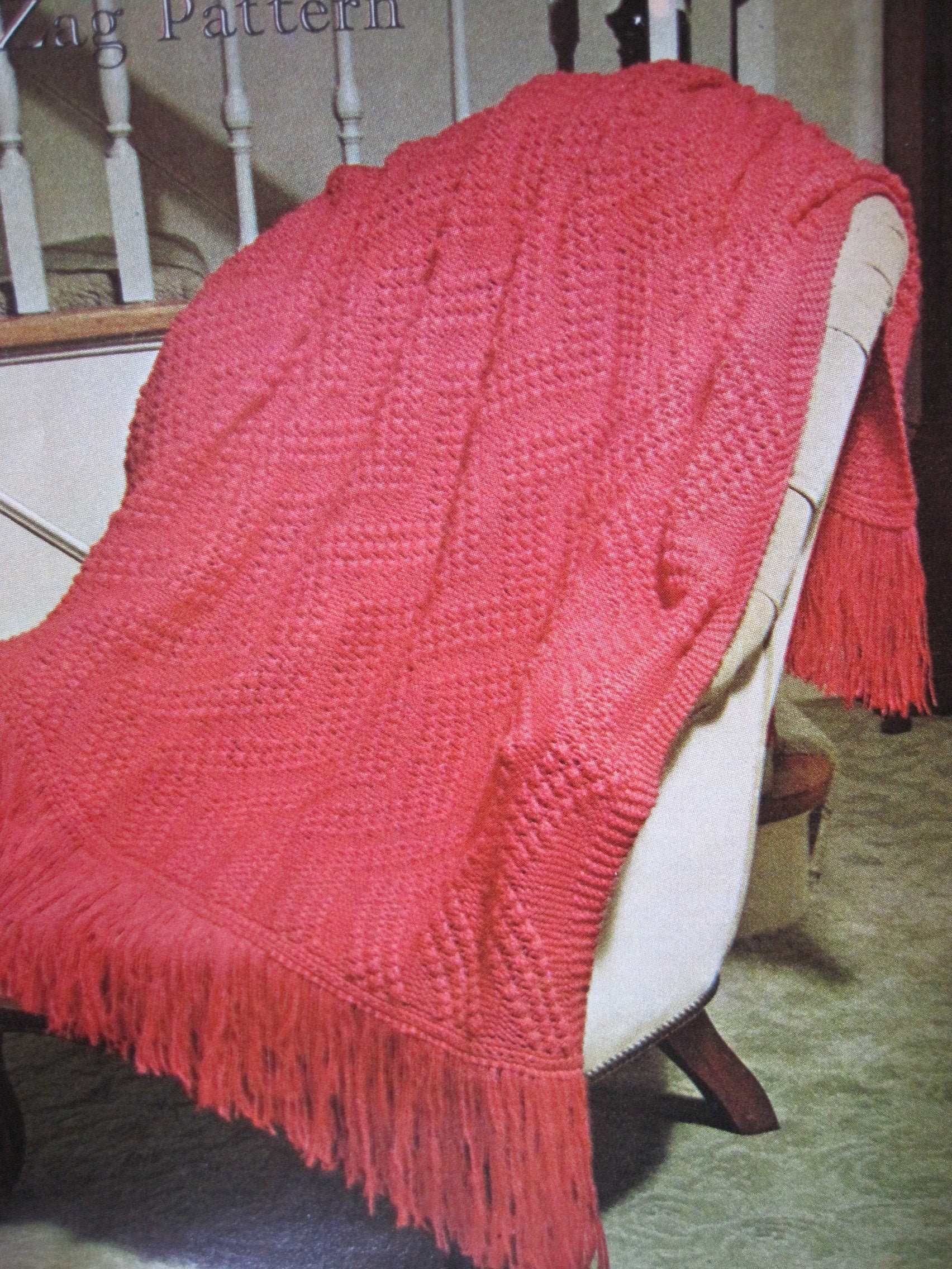 Knit Pattern Zig Zag Knit Afghan Easy Level Vintage 1970 Etsy