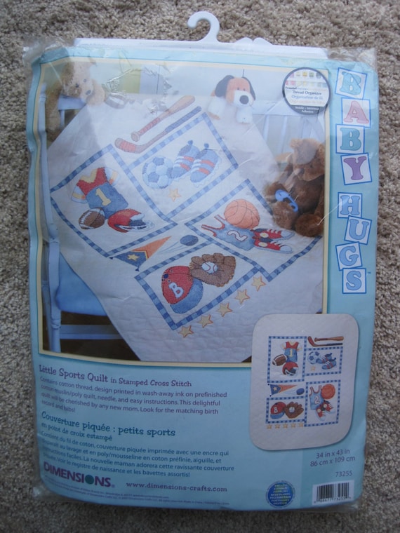  Dimensions Stamped Cross Stitch 'Little Sports' DIY Baby Quilt,  34 x 43
