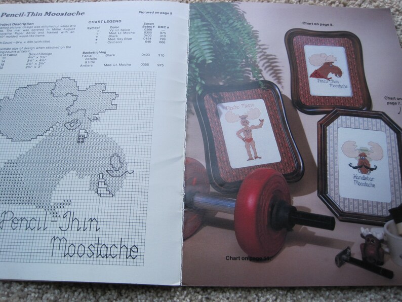Vintage 1982 Greta Goodstitch #7597 Cross Stitch Pattern Book Moose Messages
