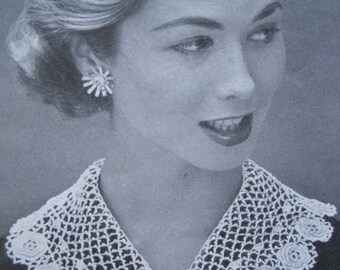 Crochet Pattern - Irish Crocheted Collar - Vintage 1950's Pattern - Plus One Bonus Pattern for FREE