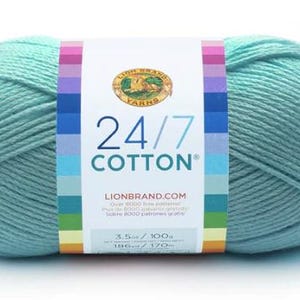 Lion Brand 24/7 Cotton - 186yds - Worsted Cotton Yarn - New and Unused - Destash
