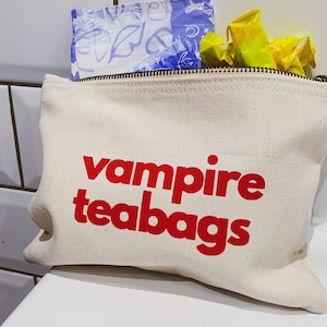 Funny Canvas Sanitary Pouch: Vampire Teabags Zipper Bag