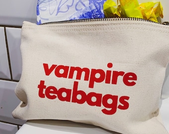 Funny Canvas Sanitary Pouch: Vampire Teabags Zipper Bag