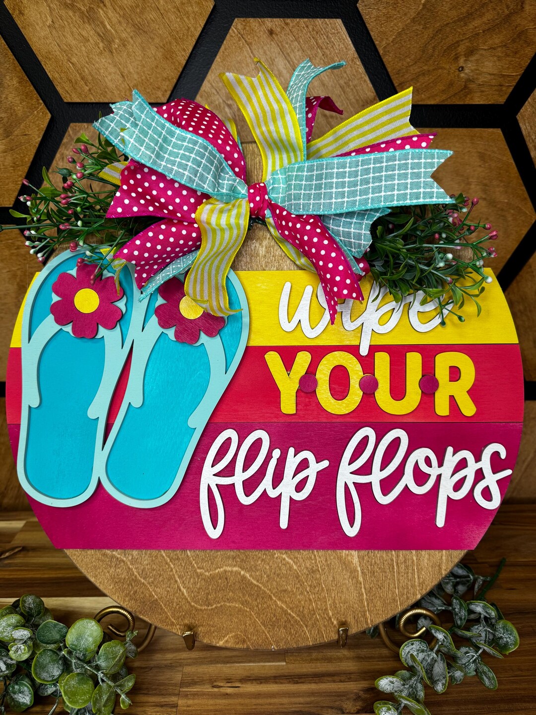 Wipe Your Flip Flops Door Hanger | Spring & Summer Door Decor - Etsy