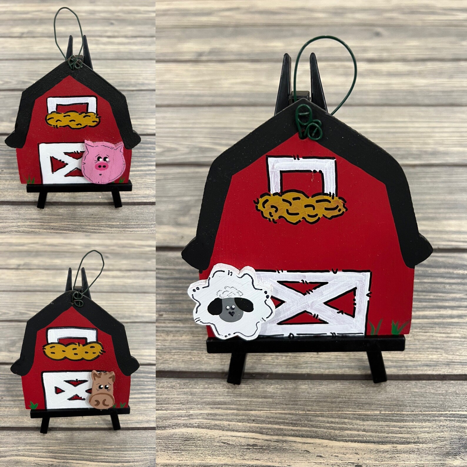 Personalized Hand Painted Wood Barn Farm Animal Christmas Etsy