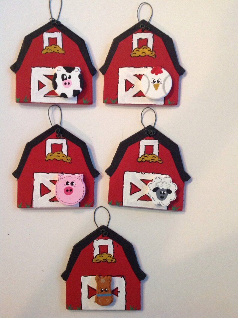 Personalized Hand Painted Wood Barn Farm Animal Christmas Etsy