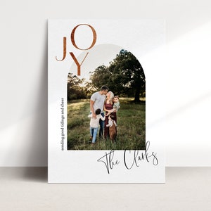 Envío digital Joy Arch Photo Plantilla de tarjeta de Navidad / Plantilla de vacaciones Canva personalizable / Descarga instantánea de tarjeta de Navidad imprimible