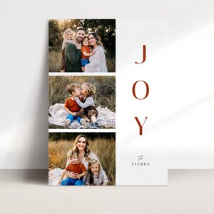 Plantilla de tarjeta de Navidad de Joy Family / Foto navideña editable de Canva / Saludo alegre digital editable de Canva / Plantilla de tarjeta navideña 2023