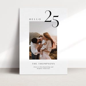 Modèle de carte de photo de famille numérique pour le nouvel an, modèle de toile modifiable, célébration du nouvel an, téléchargement personnalisable