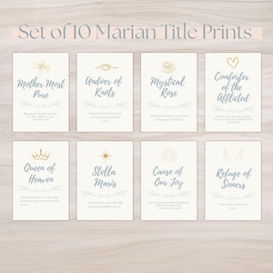 10 Títulos Marianos | Conjunto de Arte Católica para Imprimir | Download Digital 5x7 | Fiat & Flourish