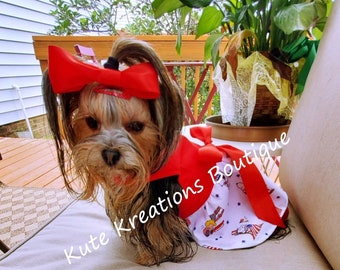 Patriotic Pet Dress/Snoopy Patriotic Dog Dress/4th of July Dog Dress/Pet Dress/Patriotic Dress/4 of July Pet Dress.