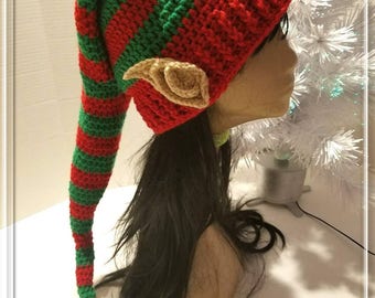 Crochet Elf Hat: Striped Christmas Photo Prop