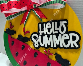 Hello Summer Watermelon door hanger