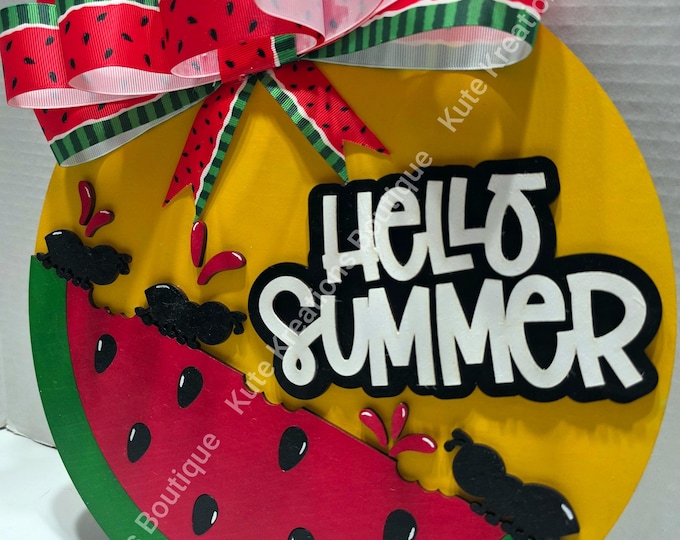Featured listing image: Hello Summer Watermelon door hanger