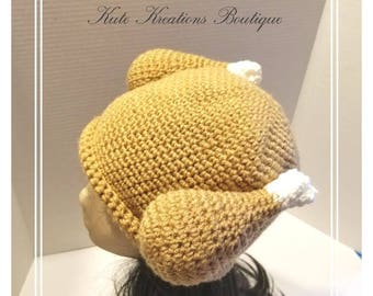 Crochet Turkey Dinner Hat: Thanksgiving Costume Beanie