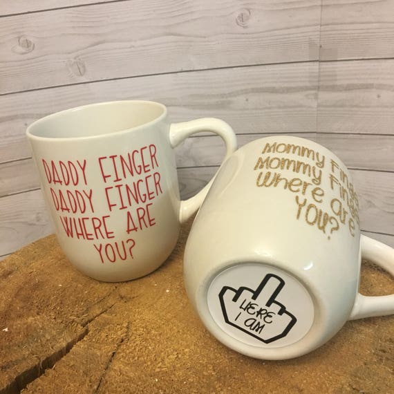 mommy finger coffee mug