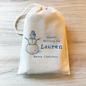 Snowman Christmas Bag Custom Personalized, Christmas Delivery Bag - Christmas Bags -  Christmas present bag - Snow man Bag