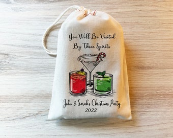 Christmas Party Favor Bag - Christmas Carol - Scrooge - Holiday Party Gift Bag - Party Favors Christmas - Hangover Kit Cotton Drawstring